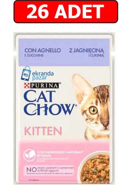 Kitten Kuzu Etli ve Kabaklı Yavru Kedi Islak Maması 85 gr 26 Adet Kedi Yaş Mama