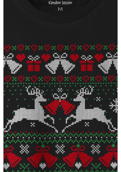 Yılbaşı Hediye Geyik 2024 Christmas Happy New Year Siyah Baskılı Sweatshirt fiyatları