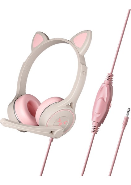 Sevimli Kedi Kulakları Çocuk Kafaya Monte Kablolu Kulaklıklar (Yurt Dışından)