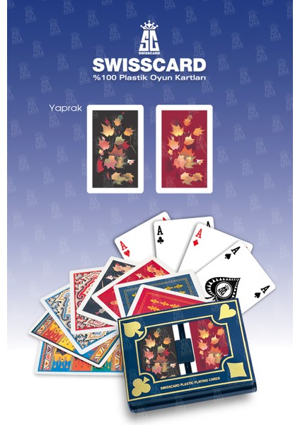 Sc Swısscard -Yaprak Desenli Plastikoyun Kartı