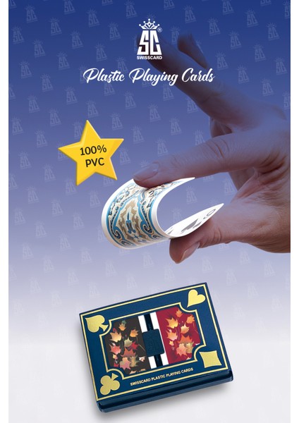 Sc Swısscard -Yaprak Desenli Plastikoyun Kartı