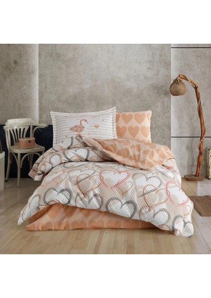 Tek Kişilik Kapitone Nevresim Takımı Diana Kahve