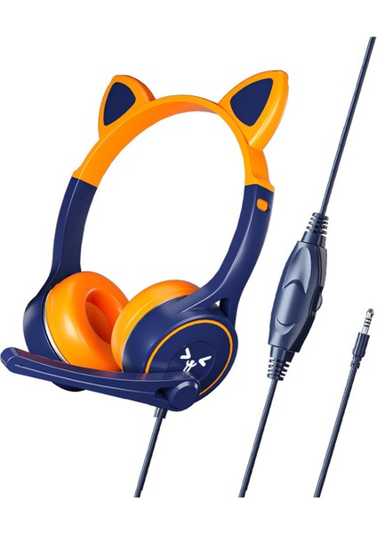Sevimli Kedi Kulakları Çocuk Kafaya Monte Kablolu Kulaklıklar (Yurt Dışından)