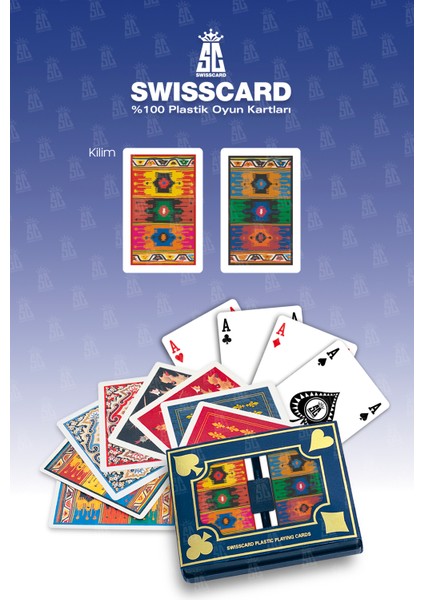 Sc Swısscard -Kilim Desenli Plastik Oyun Kartı
