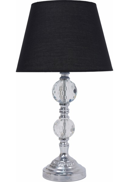 TH-250082 - Krom Renk Toplu Metal Ayaklı Kristal Cam Abajur Masa Lambası