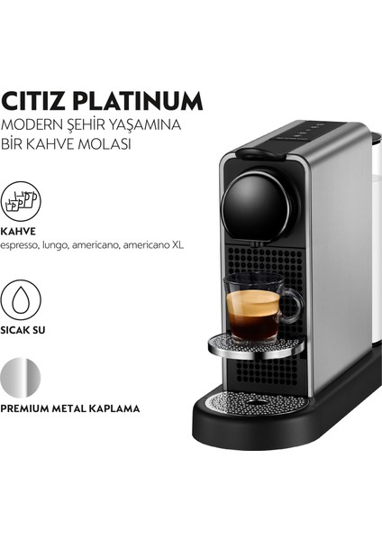 C140 Citiz Platinum Paslanmaz Çelik Kapsüllü Kahve Makinesi