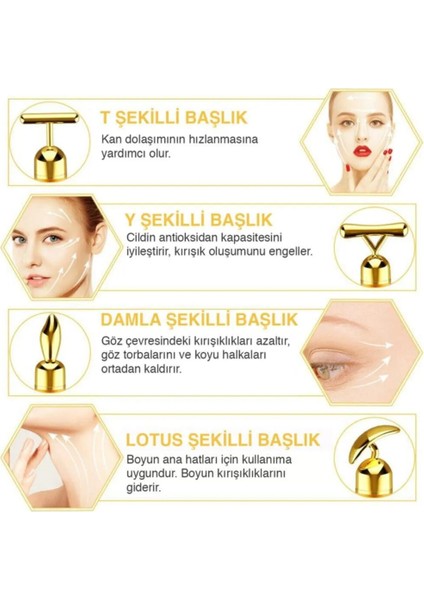 Gold Massager Titreşimli Yüz Masaj Aleti Seti modelleri
