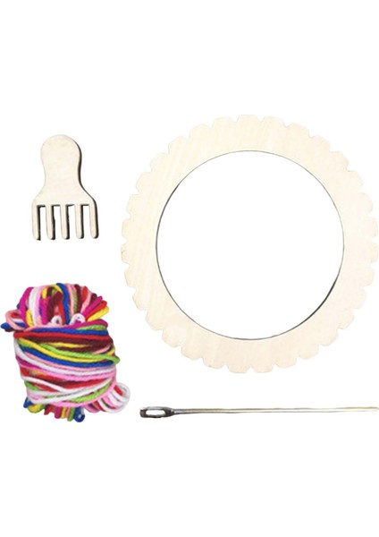 Ahşap Dokuma Tezgahı Crafting Mini Tezgah El Yapımı Dokuma Makinesi Dıy Yuvarlak S (Yurt Dışından)