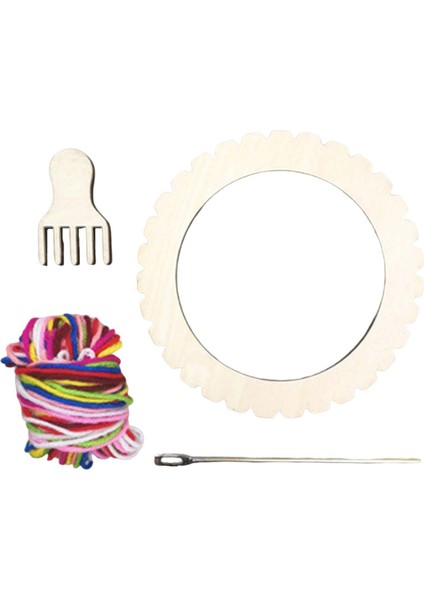 Ahşap Dokuma Tezgahı Crafting Mini Tezgah El Yapımı Dokuma Makinesi Dıy Yuvarlak S (Yurt Dışından)