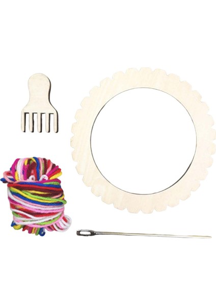 Ahşap Dokuma Tezgahı Crafting Mini Tezgah El Yapımı Dokuma Makinesi Dıy Yuvarlak S (Yurt Dışından)