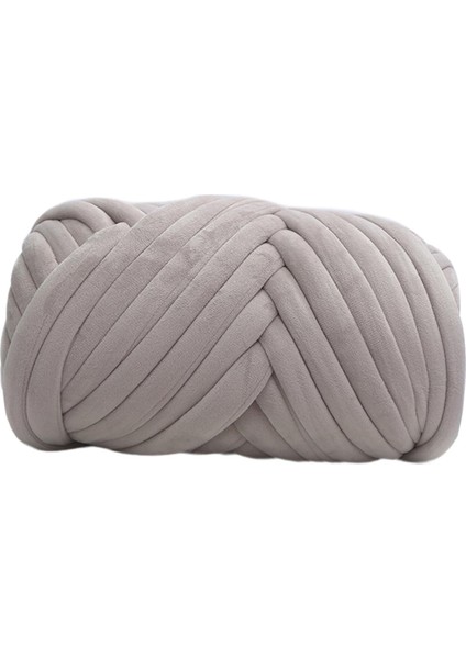 1kg Kadife Tıknaz Iplik Kol Örgü Rahat Yıkanabilir Halı Yapımı Jumbo Açık Gri (Yurt Dışından)