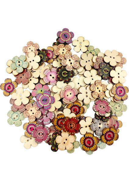 2 Delikli Çiçek Ahşap Düğ 20MM Fit Ş Işçiliğ 2 (Yurt Dışından)