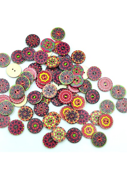 100 Çiçek Ahşap Düğ Flatback Dekoratif Dıy Yapımı Için Ş Dekor Kırmızı 20MM (Yurt Dışından)