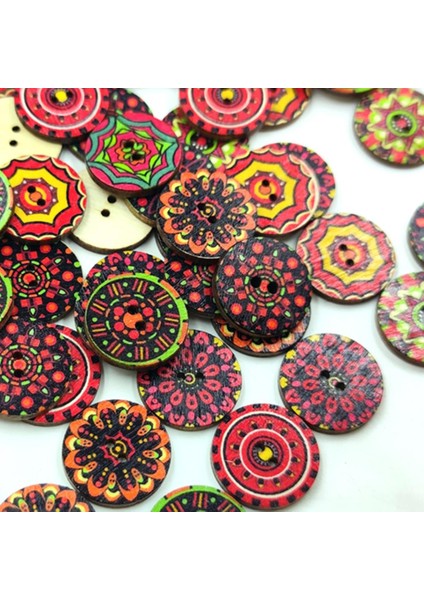 100 Çiçek Ahşap Düğ Flatback Dekoratif Dıy Yapımı Için Ş Dekor Kırmızı 20MM (Yurt Dışından)