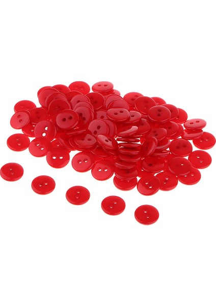 100 Şeker Yuvarlak Reçine Düğmesi Dikiş El Sanatları Karalama Defteri 1 cm Kırmızı (Yurt Dışından)