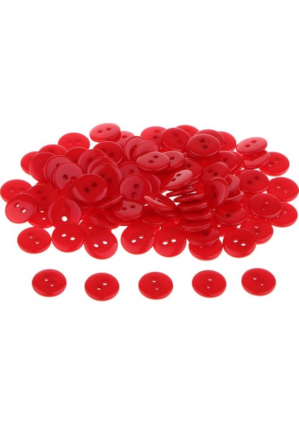 100 Şeker Yuvarlak Reçine Düğmesi Dikiş El Sanatları Karalama Defteri 1 cm Kırmızı (Yurt Dışından)