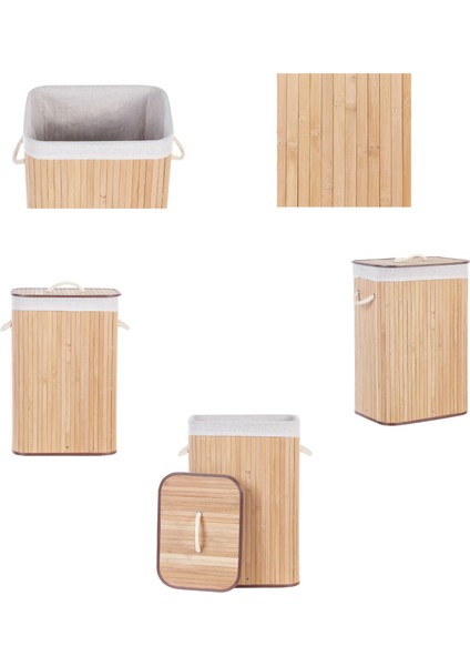 Bambu Çamaşır Sepeti - Mega Boy Katlanabilir Çamaşır Sepeti 40X30X60 cm Bej 72 Litre modelleri