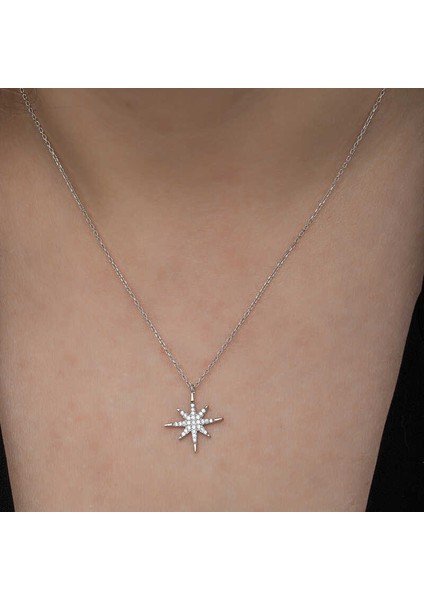 Gümüş Kutup Yıldızı Kadın Kolye indirimleri