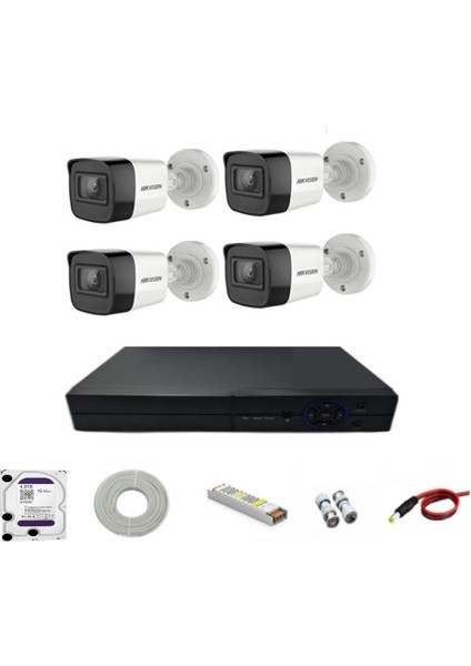 4 Kameralı 4 Tb Hdd'li Yapay Zekalı Hikvision Güvenlik Kamera Sistemi