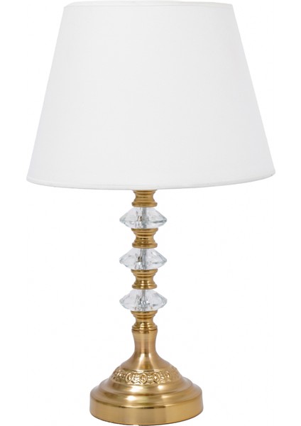 TH-250038 - Eskitme Renk Metal Desen Ayaklı Kristal Cam Abajur Masa Lambası