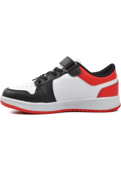 Sloga-F Siyah-Beyaz-Kırmızı Cırtlı Çocuk Sneaker modelleri