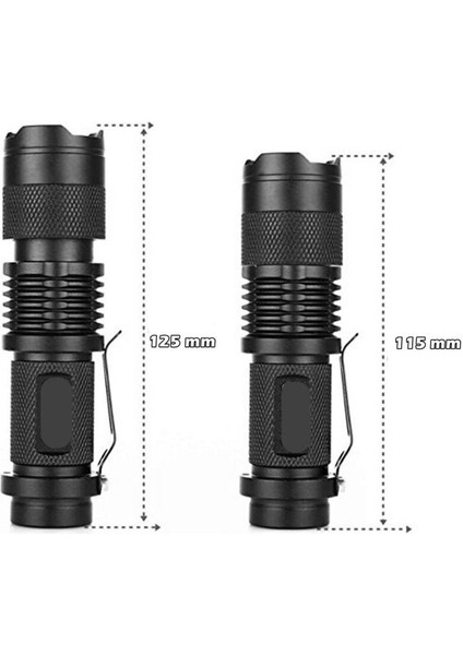 Km-87 Polis Tipi Zoomlu Şarjlı Metal Dağ Kamp Cep Feneri Cree LED 2300 Lumens