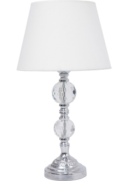 TH-250082 - Krom Renk Toplu Metal Ayaklı Kristal Cam Abajur Masa Lambası