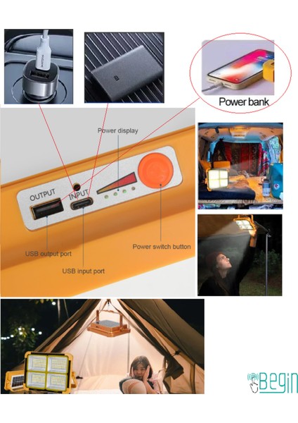 Solar LED 200W Portatif Projektör - Powerbank Özellikli CT-4698