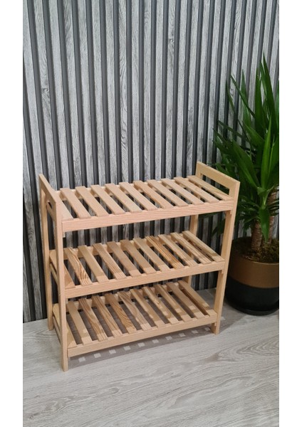 3'lü Ahşap Ayakkabılık,banyo Düzenleyici Raf, Çiçeklik 60*25*60 modelleri