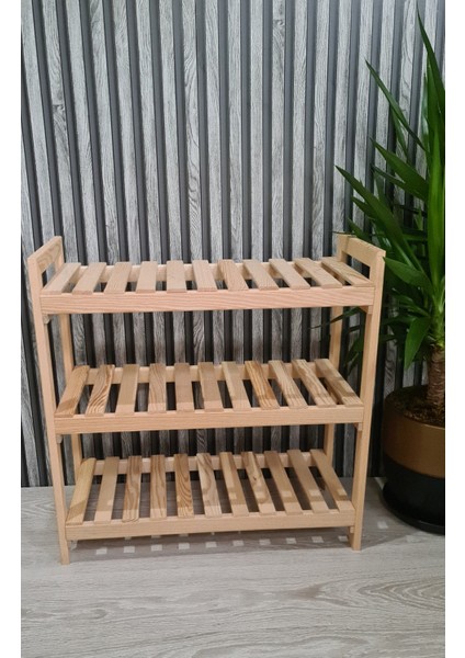 3'lü Ahşap Ayakkabılık,banyo Düzenleyici Raf, Çiçeklik 60*25*60 fırsatları