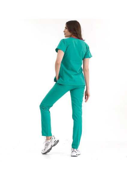 Ameliyathane Yeşili Lüks Likralı Üniforma Takımlar Yüksek Kaliteli Likralı Scrubs modelleri