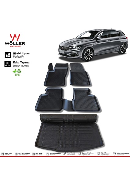 Egea Paspas Bagaj Havuzu Set Hatchback 2015 Sonrası 3D Wöller Ultraflex Set