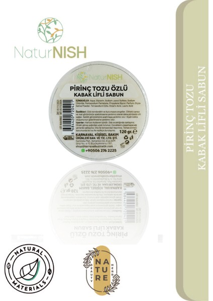 Doğal Yuvarlak Kabak Lifli Pirinç Tozu Özlü Sabun fiyatları