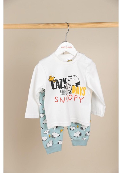 09-36 Ay Erkek Bebek Ekru Renk Snoopy Lisanslı Takım