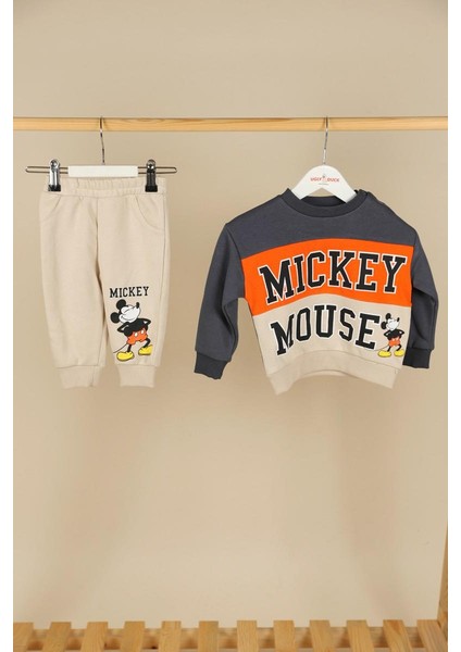 06-24 Ay Erkek Bebek Füme Renk Mickey Mouse Lisanslı Takım