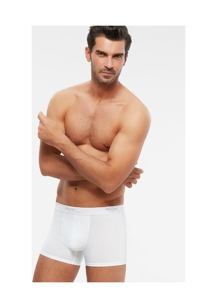 Tıght 2li Erkek Boxer Beyaz Renkli