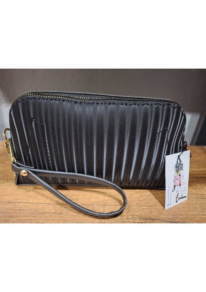 Kadın Siyah El Askılı Portföy Clutch