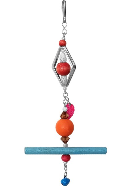Askılı Çokgen Boncuklu ve Tünekli Kuş Oyuncağı 10-20 cm