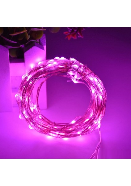 Pembe Noel Işığı 10 Metre Pembe Pilli LED Işık Pembe Pilli Işık Pink LED Light Yılbaşı Ağacı Işığı