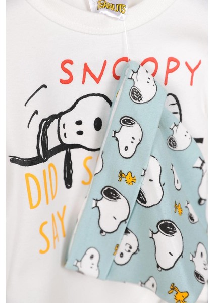 03-18 Ay Erkek Bebek Ekru- Mint Yeşili Snoopy Lisanslı Üçlü Takım indirimleri