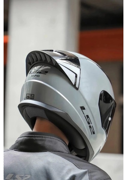 Rapıd 2 Race Nardo Gri Kask (Siyah+Şeffaf Cam+Spoıler)