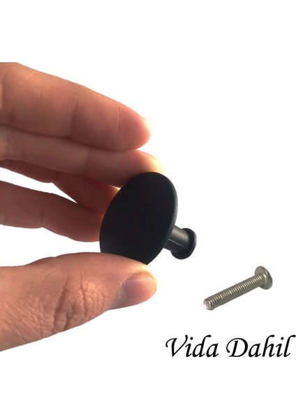 Düz Düğme Siyah Kulp Mobilya Çekmece Dolap Kapak Kulbu Metal Kulp Aksesuarları Vidalı