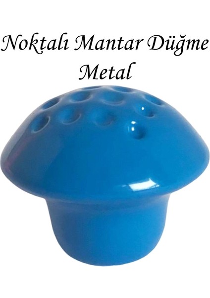 Mavi Noktalı Mantar Düğme Kulp Çocuk Bebek Mobilya Çekmece Dolap Kapak Kulbu Metal Kulp Aksesuarları Vidalı