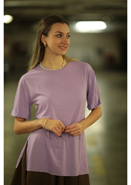 Yırtmaçlı Oversize T-Shirt