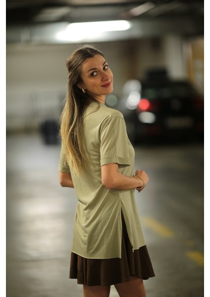 Yırtmaçlı Oversize T-Shirt modelleri