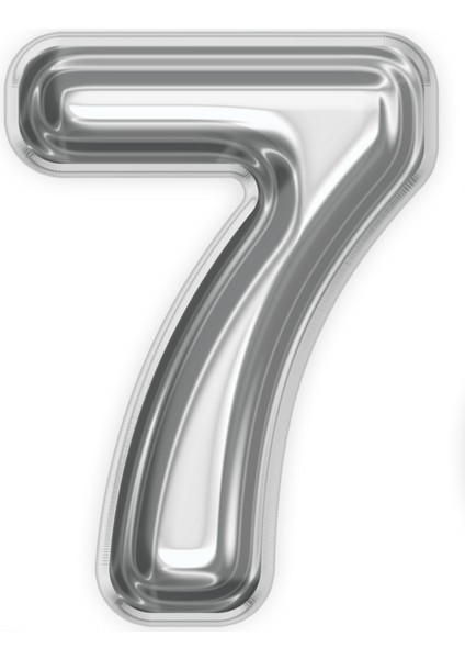 Rakam Folyo Balon 7 Yaş Gümüş Gri Büyük Boy 100 cm