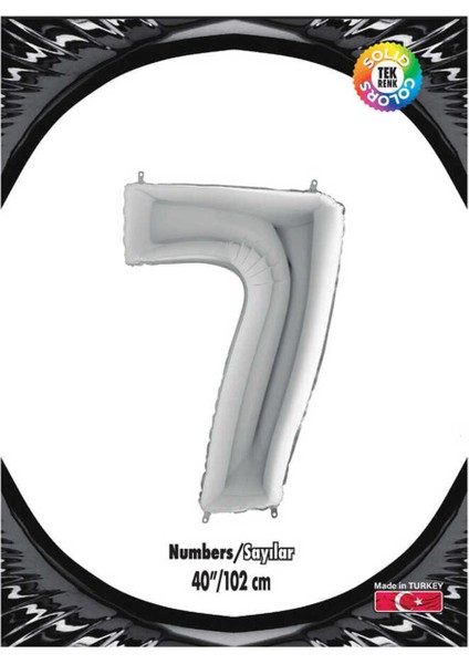 Rakam Folyo Balon 7 Yaş Gümüş Gri Büyük Boy 100 cm fiyatları