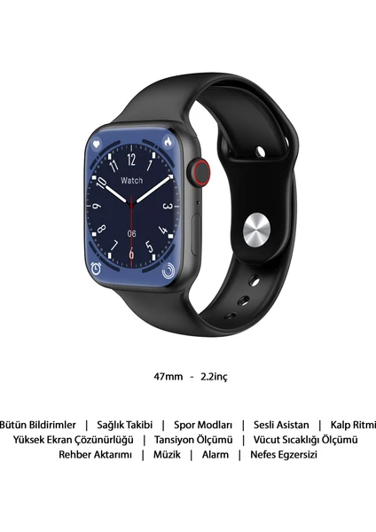 Watch 9 Pro Akıllı Saat Tüm Telefonlarla Uyumlu Akıllı Saat 47MM 2.2inç Akıllı Saat Kalp Ritmi Adımsayar Hafıza Akıllı Saat