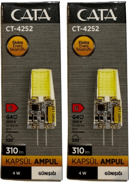 CT-4252 4W 12V 3200K (Günışığı) G4 Duylu Kapsül Ampul (2 Adet)