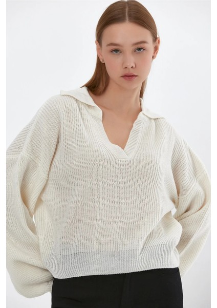 Balon Kollu Polo Yaka Kazak (B22-5756) modelleri